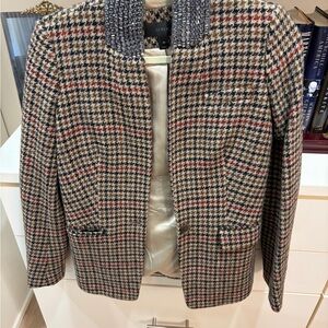 J. Crew Houndstooth Jacket with Embellished Collar